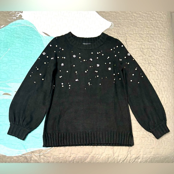 Karl Lagerfeld women’s embellished sweater. Size small. Black color. - Picture 1 of 8